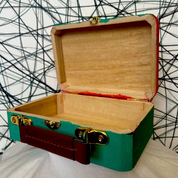 Wooden Hand Painted Storage Box - Picture 2 of 6